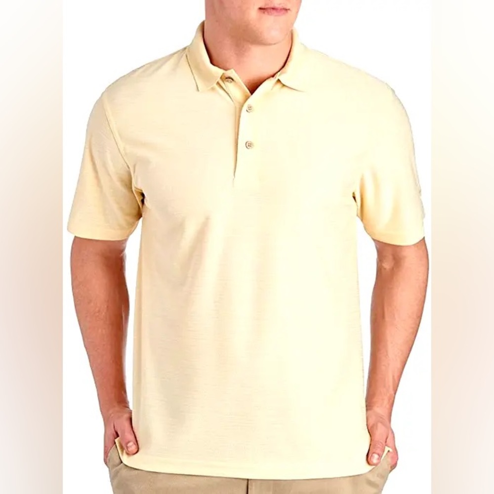 Cubavera Yellow Textured Polo Golf Shirt Short Sleeve